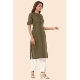 Glomee - Green Cotton Women's Front Slit Kurti ( Pack of 1 ) - None