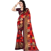 LEELAVATI - Red Georgette Saree With Blouse Piece ( Pack of 1 ) - Red