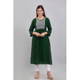 Kapadia Rayon Embroidered A-line Womens Kurti - Green ( Pack of 1 ) - None