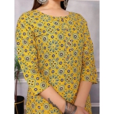 Rangita Women Cotton Mustard Printed Knee Length Straight Kurti - None