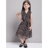 MINI & MING Girls Abstract Print V-Neck Georgette A-Line Midi Dress