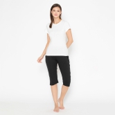 Women's Plain Knitted Capri - Black Black XL