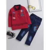 DKGF Fashion - Red Cotton Blend Boys T-Shirt & Jeans ( Pack of 1 ) - None