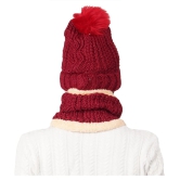 PENYAN - Maroon Woollen Womens Cap ( Pack of 1 ) - Maroon