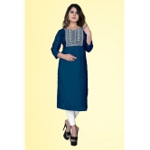 haya fashion - Blue Rayon Women's Straight Kurti ( Pack of 1 ) - None