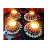 THRIFTKART Multicolour Table Top Brass Tea Light Holder - Pack of 4