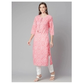 Divena - Pink Cotton Womens Straight Kurti - XXL