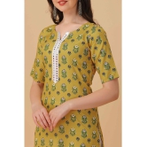 Glomee Crepe Printed Straight Women''s Kurti - Yellow ( Pack of 1 ) - None