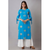 MAUKA - Blue Straight Rayon Women's Stitched Salwar Suit ( Pack of 1 ) - None