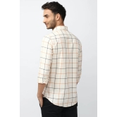 Men Cream Super Slim Fit Check Full Sleeves Casual Shirt