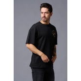 Chinese DEVIL (Gold Foil Print) Black Oversized T-Shirt for Men XXL