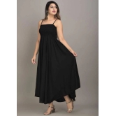 Elite Rayon Solid Bobbin Maxi Dress For Women-2XL / Black