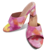 Holographic Multicolor Fashion Sandals | Peach Pink Multicolor Comfortable and Stylish Block Wedge Slip On | For Casual Wear & Formal Wear Occasions 3 Inches Heel | For Women & Girls (numeric_5)