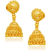 LUV FASHION Golden Jhumki Earrings ( Pack of 1 ) - Golden