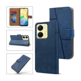 NBOX - Blue Flip Cover Artificial Leather Compatible For Vivo T2x 5G ( Pack of 1 ) - Blue