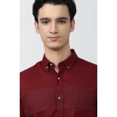 Men Maroon Slim Fit Solid Full Sleeves Casual Shirt