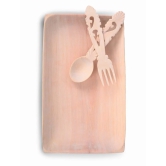 Wooden Serving Tray with Spoon and Fork