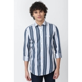 Men Blue Super Slim Fit Stripe Full Sleeves Casual Shirt