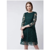 Miss Chase Lace Self Design Above Knee Womens A-line Dress - Green ( Pack of 1 ) - None