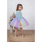 Childbird Multicolor Net Kids Party Dress With Flower Jacket-12-18 Month