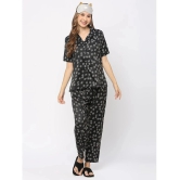 Smarty Pants - Black Satin Womens Nightwear Nightsuit Sets ( Pack of 1 ) - None