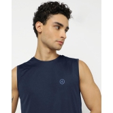 Men Navy Textured Sleeveless Sports T-shirt