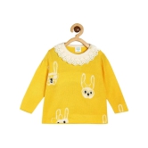 Miniklub Baby Girls Round Neck Full Sleeve Knit Sweater (Yellow Color) - None