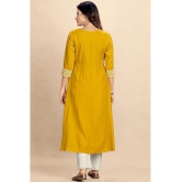 Glomee - Yellow Rayon Women''s Nayra Kurti ( Pack of 1 ) - None