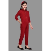 Arshia Fashions - Maroon Crepe Girls Jumpsuit ( Pack of 1 ) - None