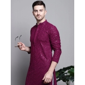 Sequin Embroidered Pure Cotton Kurtas-XL / Purple