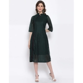 Selvia Net Green A- line Dress - - None