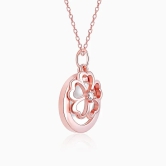 Rose Gold Pea Flower Pendant with Link Chain