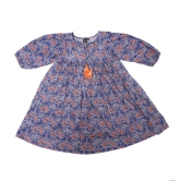 Maria Dress in Blue and Orange Floral Print-10-12 years