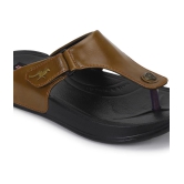 UrbanMark Men Two-Tone Upper With Side Velcro Strap Thong Flip-Flop - Brown - None