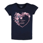 Plum Tree Girls Heart Print T-shirt Navy,Pink ( Pack of 2) - None