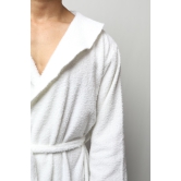 Towel material bathrobe - knee length-White / XXL