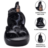 Bodhi House Ceramic Smoke Dropping Fountain Backflow Incense Holder With 20 Incense Cones |Home Decor, Gift | Incense Burner Decorative Showpiece | Aromatherapy (Garden), Black