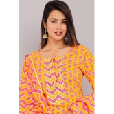 HIGHLIGHT FASHION EXPORT Cotton Printed Kurti With Pants Womens Stitched Salwar Suit - Orange ( Pack of 1 ) - None