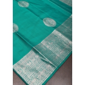 Teal Kanjivaram Silk Saree with Mandala motifs and 6.2