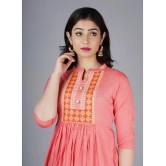 OFLINE SELCTION - Pink Cotton Blend Women's Anarkali Kurti ( Pack of 1 ) - L, Pink