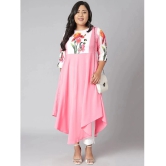 Janasya Crepe Printed Asymmetrical Womens Kurti - Pink ( Pack of 1 ) - None