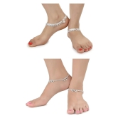 AanyaCentric - Silver Anklets ( Pack of 2 ) - Silver