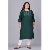 Preksha Rayon Embroidered Straight Women's Kurti - Green ( Pack of 1 ) - None