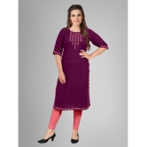 Kapadia - Wine Rayon Womens Straight Kurti ( Pack of 1 ) - None