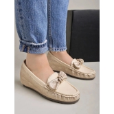 Shoetopia Cream Womens Loafers - None