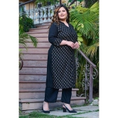 PrettyPlus by Desinoor.com Rayon Printed Front Slit Womens Kurti - Black ( Pack of 1 ) - None