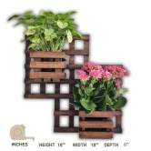 BARISH - Wall Mounted Planter - Square Double | Handcrafted with Rubberwood | Indoor Hanging Planter with Wall Mount Stand 18 x 18 x 6 Inches