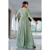 Green Chikankari Anarkali Suit Set Green M