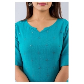 SVARCHI - Turquoise Cotton Blend Womens Straight Kurti - XXL