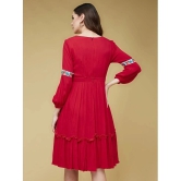 Life with Pockets Rayon Embroidered Above Knee Womens Fit & Flare Dress - Red ( Pack of 1 ) - None